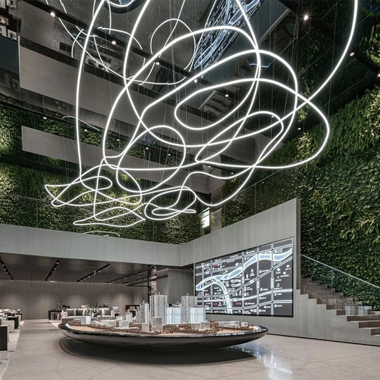 Amelia Custom Build Double Height White Ring LED Pendant