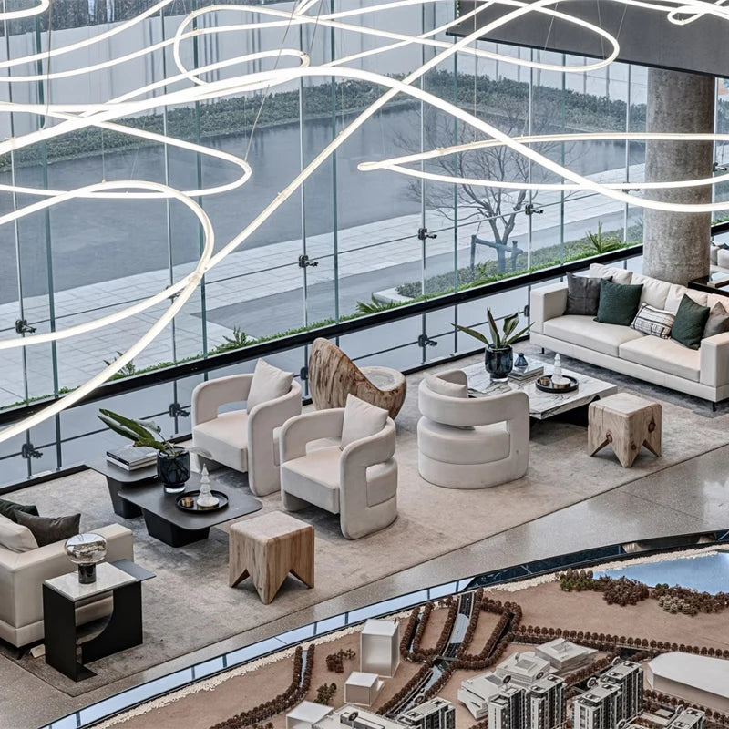 Amelia Custom Build Double Height White Ring LED Pendant