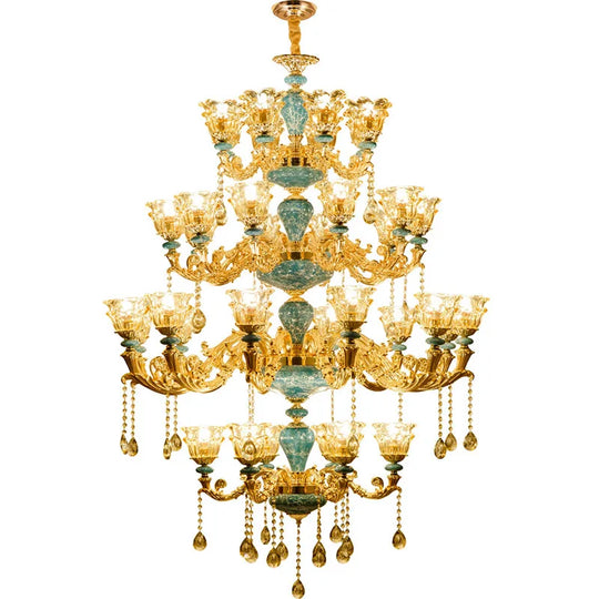 Grand lustre en cristal duplex pour le salon et le hall d'entrée d'une villa