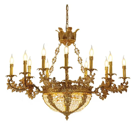 Baroque 9-Candle Copper Crystal Chandelier