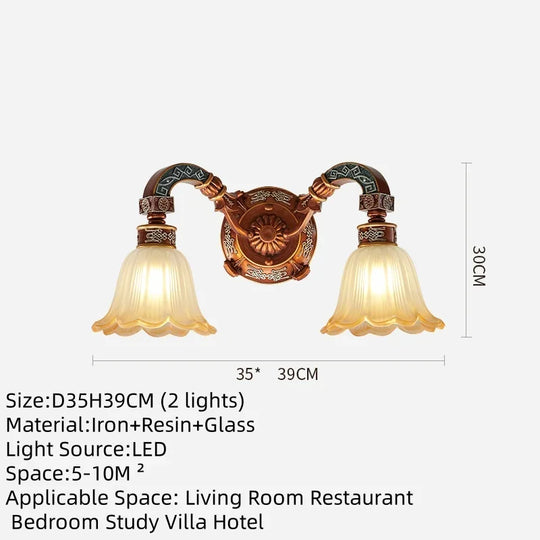 European Luxury Retro Iron Chandelier with Frosted Glass