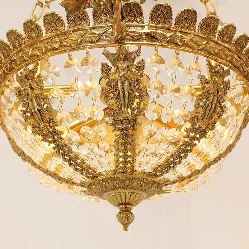 Baroque 9-Candle Copper Crystal Chandelier