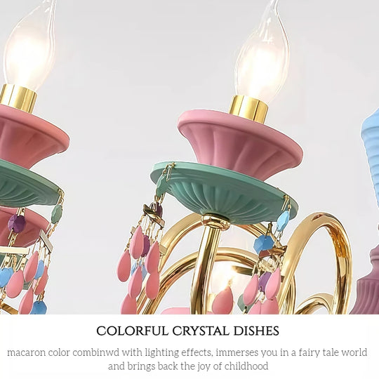 Lustre de style campagne française, idéal pour une salle à manger, une chambre d'enfant ou une chambre de princesse. Lustre européen coloré.