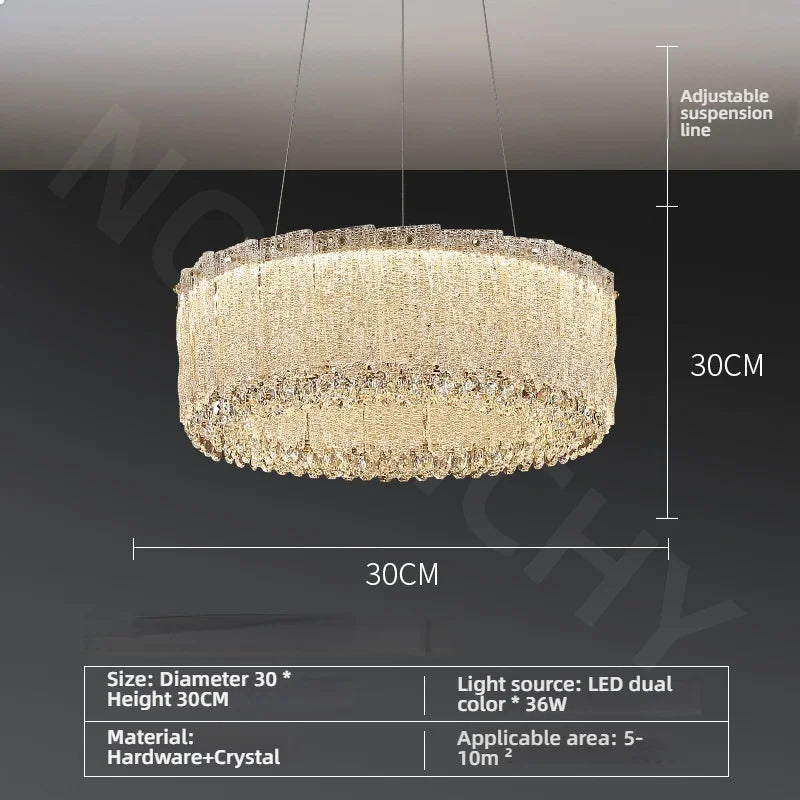 Luxury Gold Crystal Pendant Lamp for Living and Dining Room