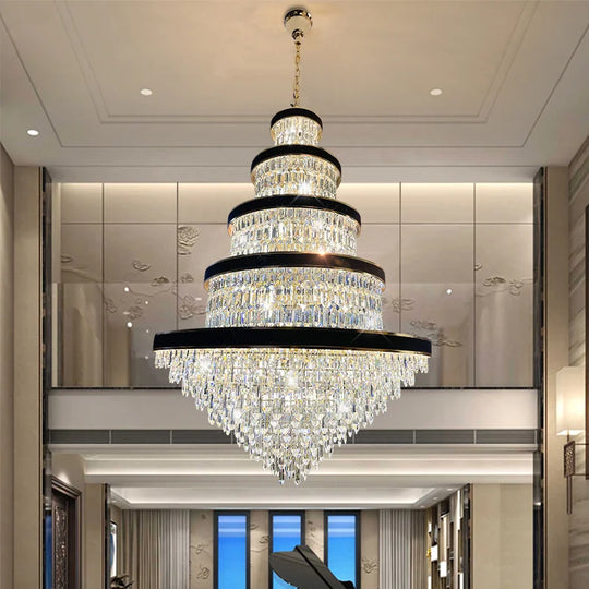Lustre suspendu en cristal de luxe pour duplex et hall d'hôtel