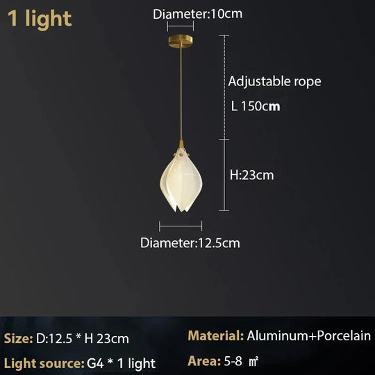 Ceramic Magnolia Chandelier for Staircase and Bedroom Lighting