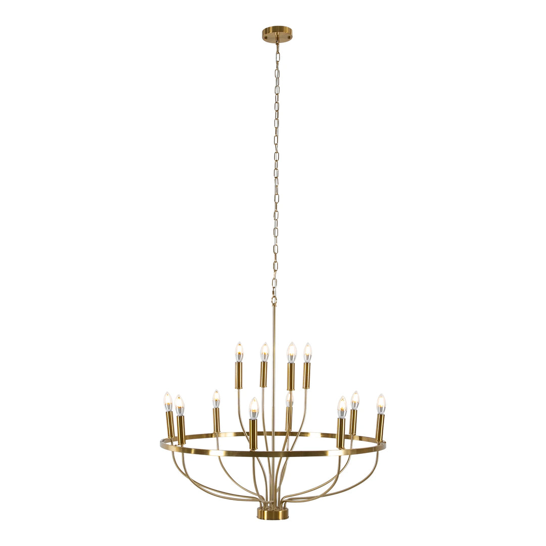 60W Rustic Candle-Style Round Chandelier for Dining Room and Café