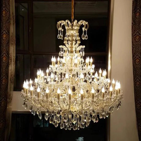 Lustre de luxe en cristal pour bougies, idéal pour l'éclairage des halls d'entrée et des villas.