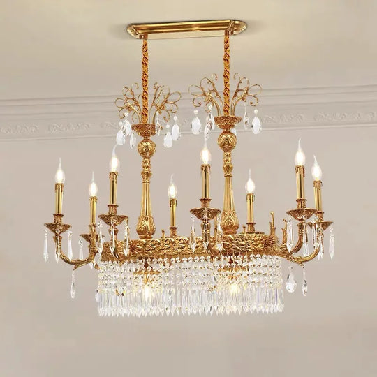 European Copper Crystal Chandelier 8-Light Pendant
