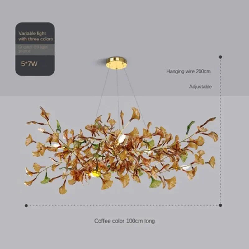 Luxury Ginkgo Leaf Glass Branch Chandelier