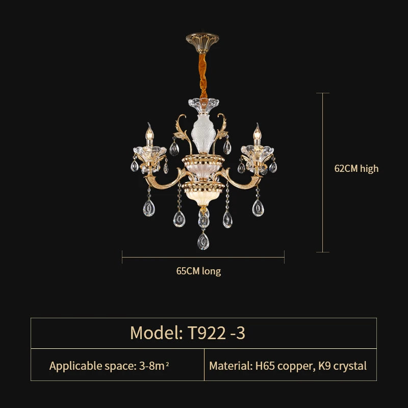 Crystal Candle Chandelier for Living Room and Dining Area
