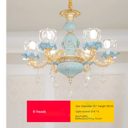 Lustre de luxe en céramique et cristal pour chambre et escalier de villa