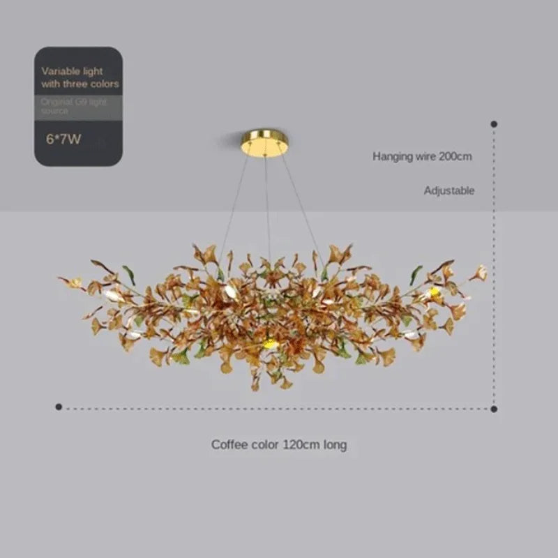 Luxury Ginkgo Leaf Glass Branch Chandelier