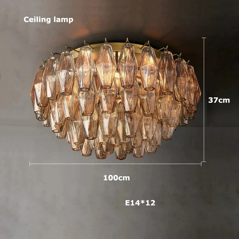 Retro Champagne Pendant Light for Large Living Room Lighting