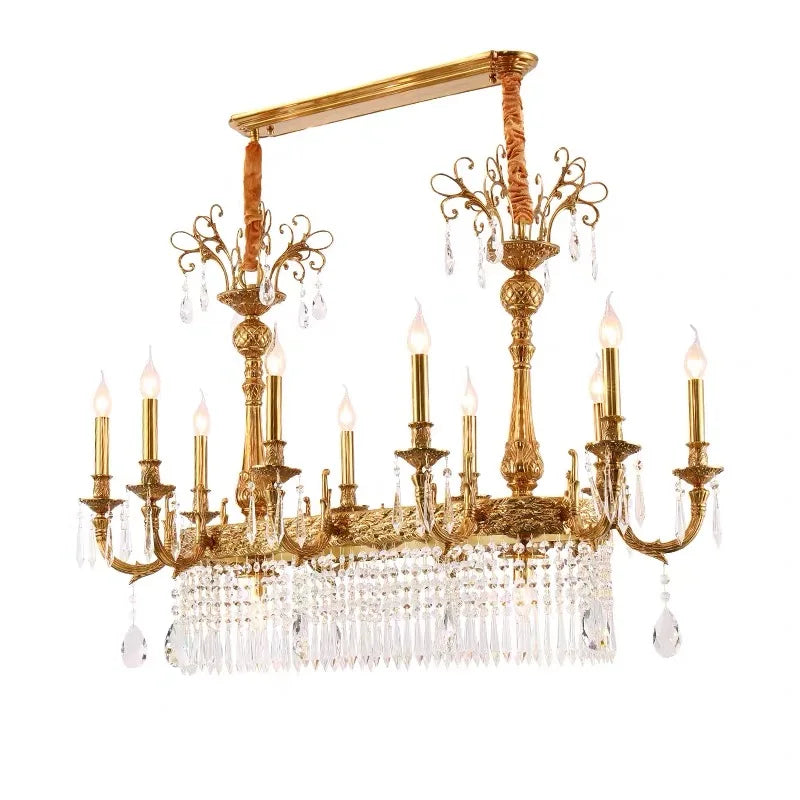 European Copper Crystal Chandelier 8-Light Pendant