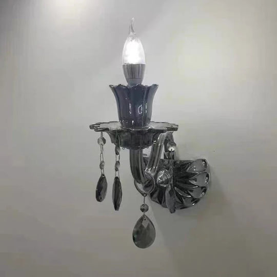 Lustre en cristal gris fumé pour éclairage de hall d'entrée et d'escalier