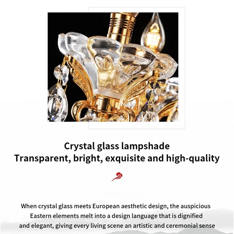 Crystal Candle Chandelier for Living Room and Dining Area