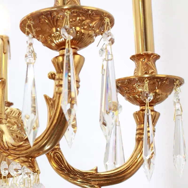 European Copper Crystal Chandelier 8-Light Pendant