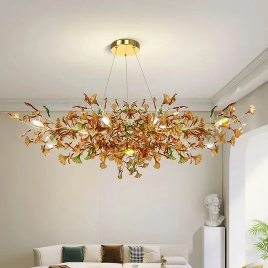 Luxury Ginkgo Leaf Glass Branch Chandelier