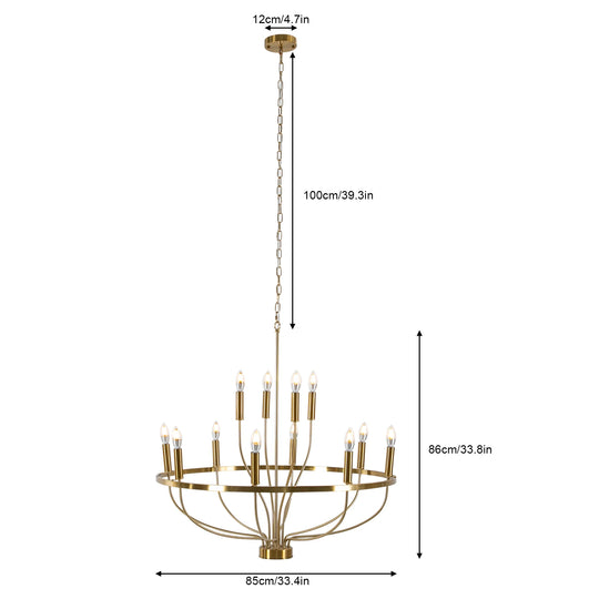 60W Rustic Candle-Style Round Chandelier for Dining Room and Café
