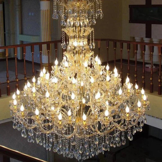 Lustre de luxe en cristal pour bougies, idéal pour l'éclairage des halls d'entrée et des villas.
