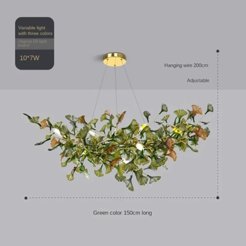 Luxury Ginkgo Leaf Glass Branch Chandelier