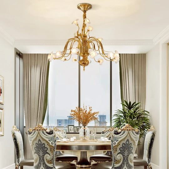 Luxury Brass Ceramic Retro Chandelier for Living and Dining