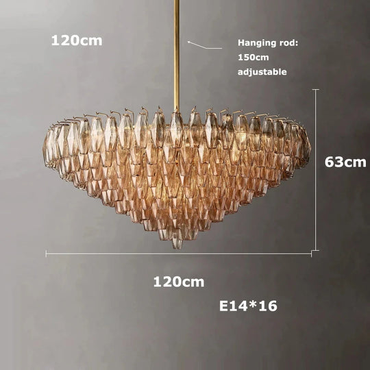 Retro Champagne Pendant Light for Large Living Room Lighting