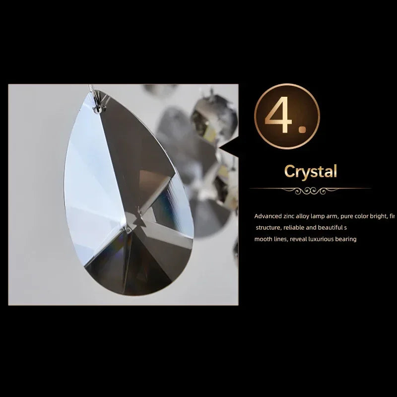 Suspension ELARA en cristal de luxe européen, gris fumé, pour salon, restaurant, chambre, villa, hôtel, restaurant occidental. Lustre.
