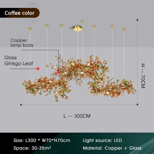 Luxury Ginkgo Leaf Glass Branch Chandelier