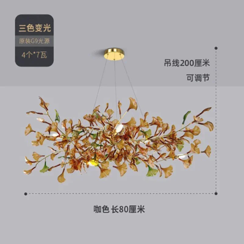 Luxury Ginkgo Leaf Glass Branch Chandelier