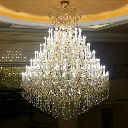Lustre de luxe en cristal pour bougies, idéal pour l'éclairage des halls d'entrée et des villas.