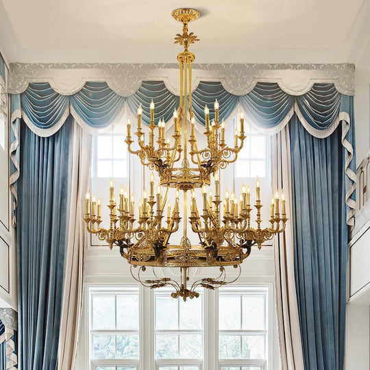 French Retro Brass Angel Candle Chandelier