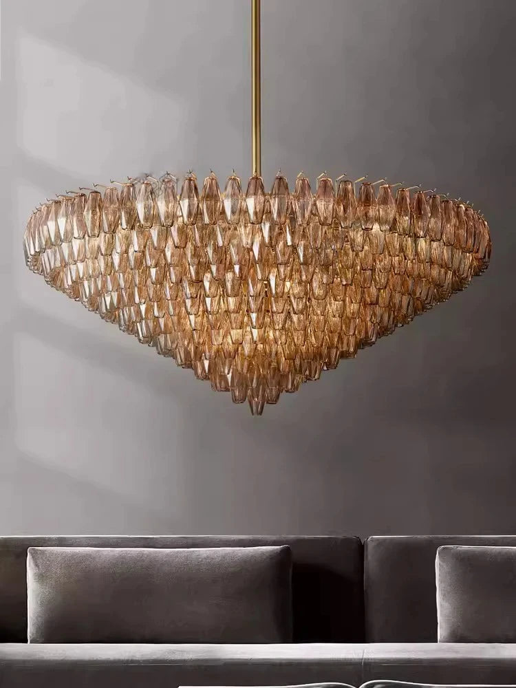 Retro Champagne Pendant Light for Large Living Room Lighting