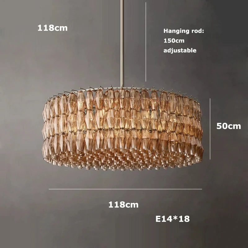 Retro Champagne Pendant Light for Large Living Room Lighting