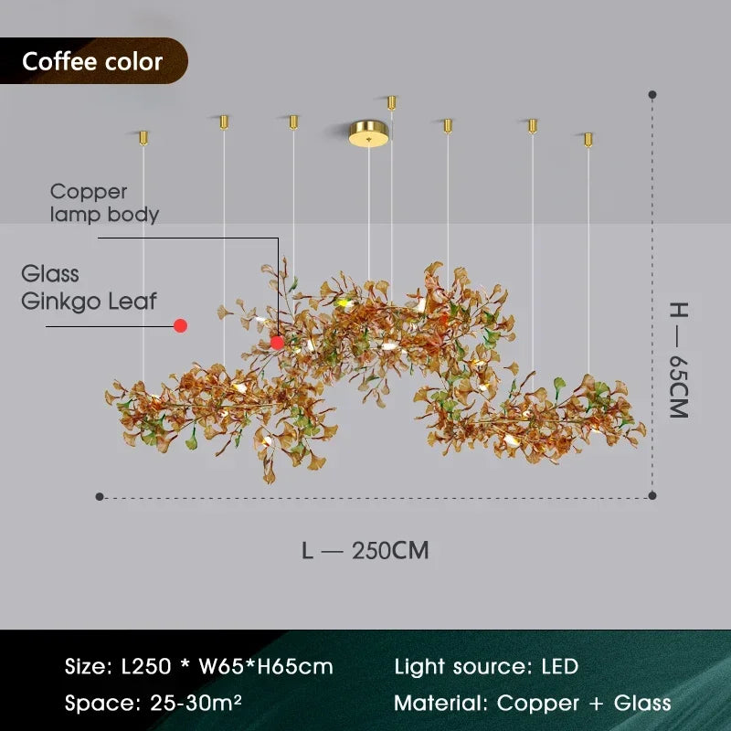 Luxury Ginkgo Leaf Glass Branch Chandelier