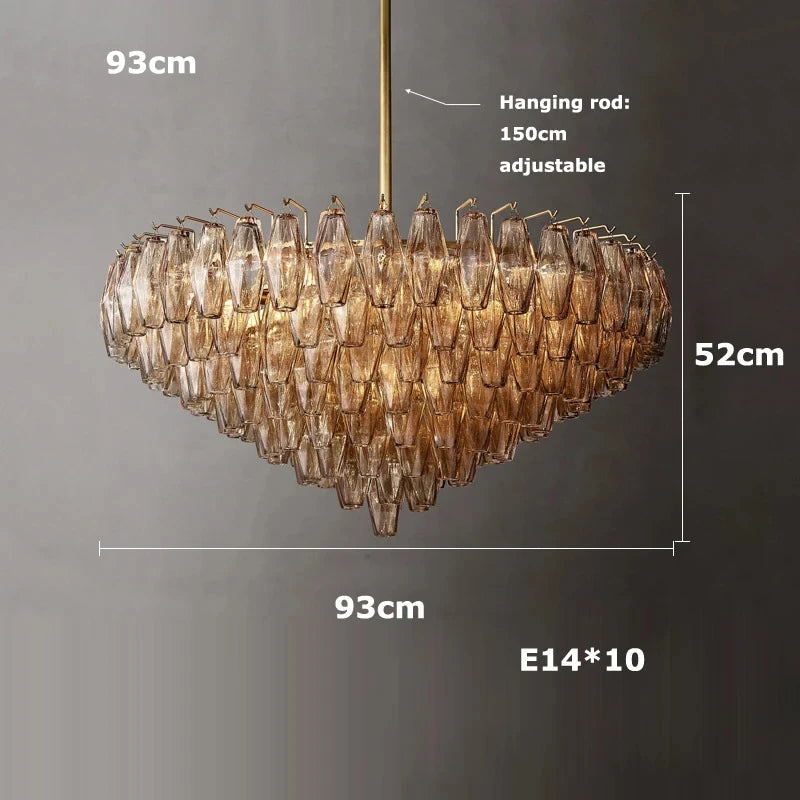 Retro Champagne Pendant Light for Large Living Room Lighting