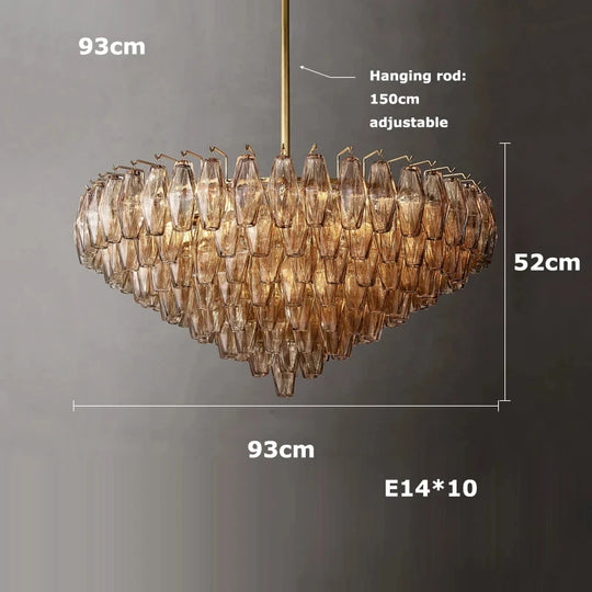 Retro Champagne Pendant Light for Large Living Room Lighting