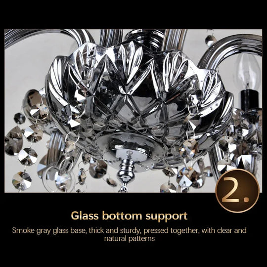 Suspension ELARA en cristal de luxe européen, gris fumé, pour salon, restaurant, chambre, villa, hôtel, restaurant occidental. Lustre.