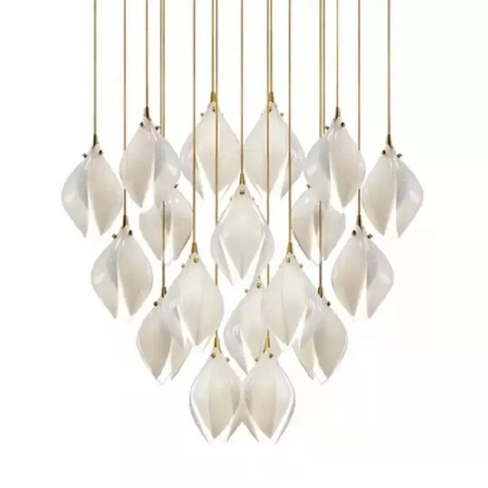 Ceramic Magnolia Chandelier for Staircase and Bedroom Lighting
