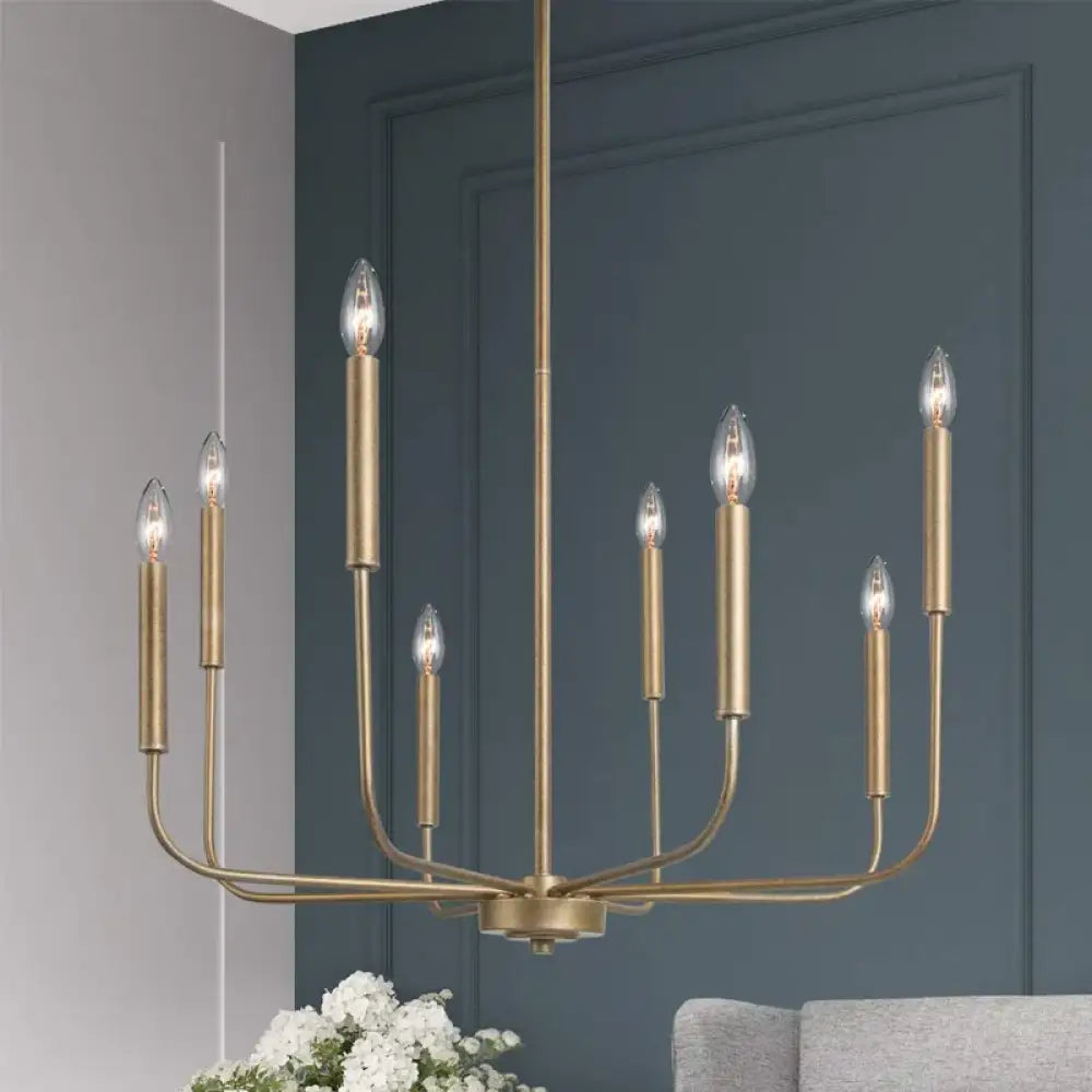 Retro Industrial Candle Chandelier Light for Bedroom and Study golden 8 lights / China Mainland / Voltage