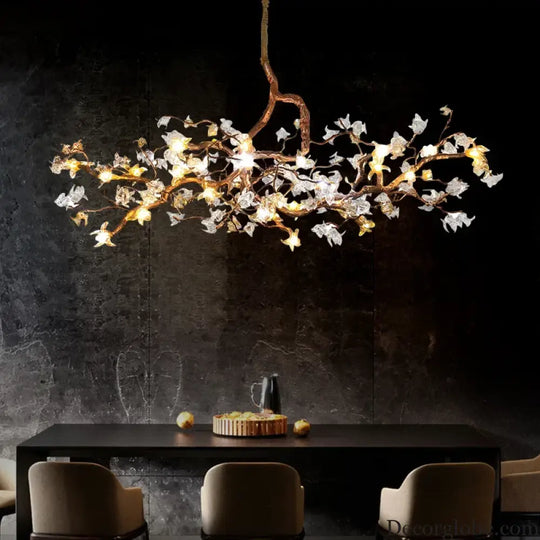 Charming Vintage Copper Flower Chandelier -  Tree Branch LED Lighting for Dining Rooms, Kitchen Islands, and Indoor Decor - DecorGlobe