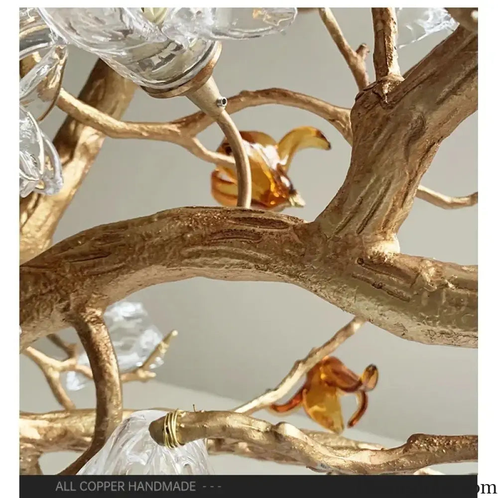 Charming Vintage Copper Flower Chandelier -  Tree Branch LED Lighting for Dining Rooms, Kitchen Islands, and Indoor Decor - DecorGlobe