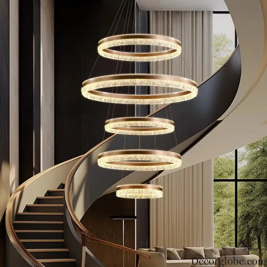 Modern Crystal Stair Pendant Light for Living Room and Hall