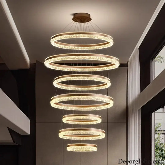 Modern Crystal Stair Pendant Light for Living Room and Hall