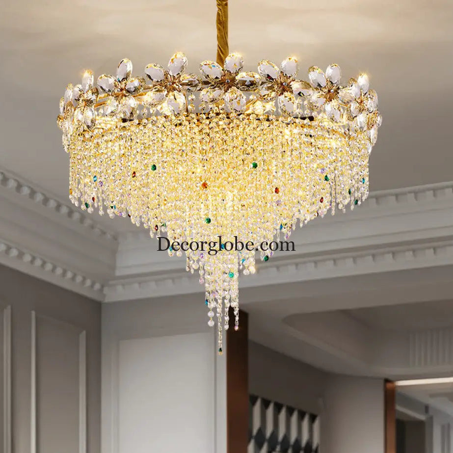 French Light Luxury Crystal Tassel Branch Chandelier