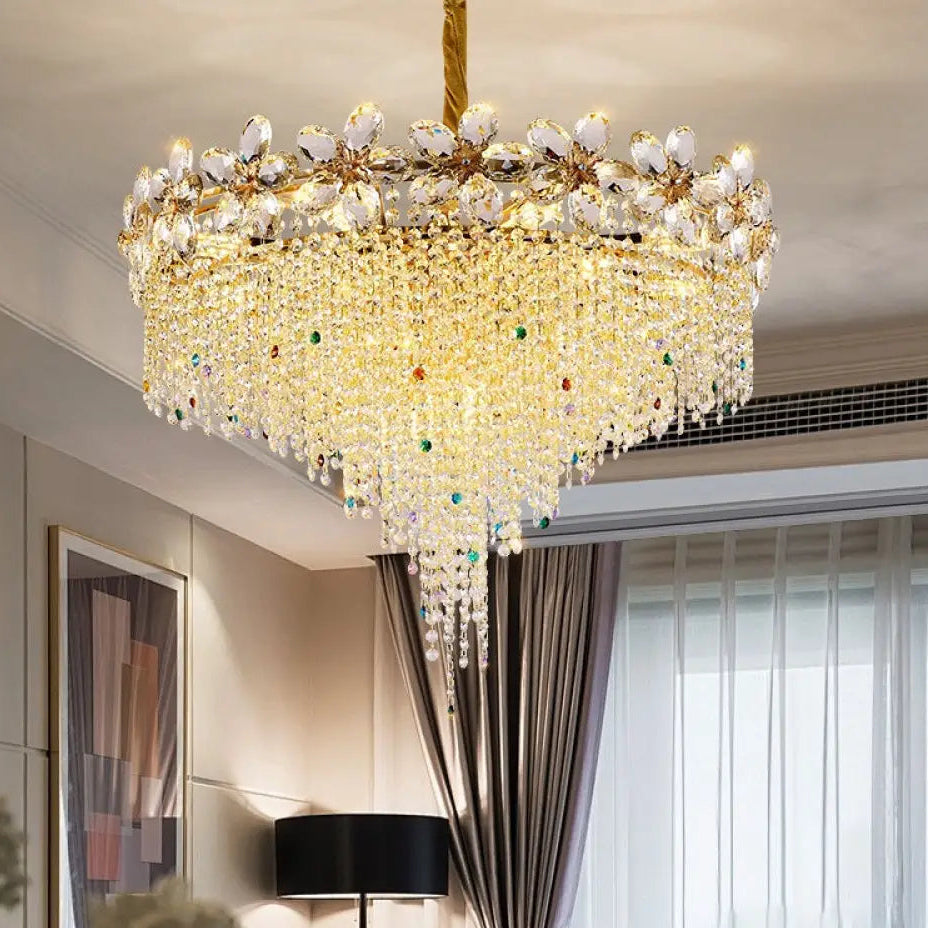 French Light Luxury Crystal Tassel Branch Chandelier