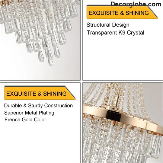 Arabelle 19.7-Inch Gold & Chrome Crystal Chandelier Chandelier