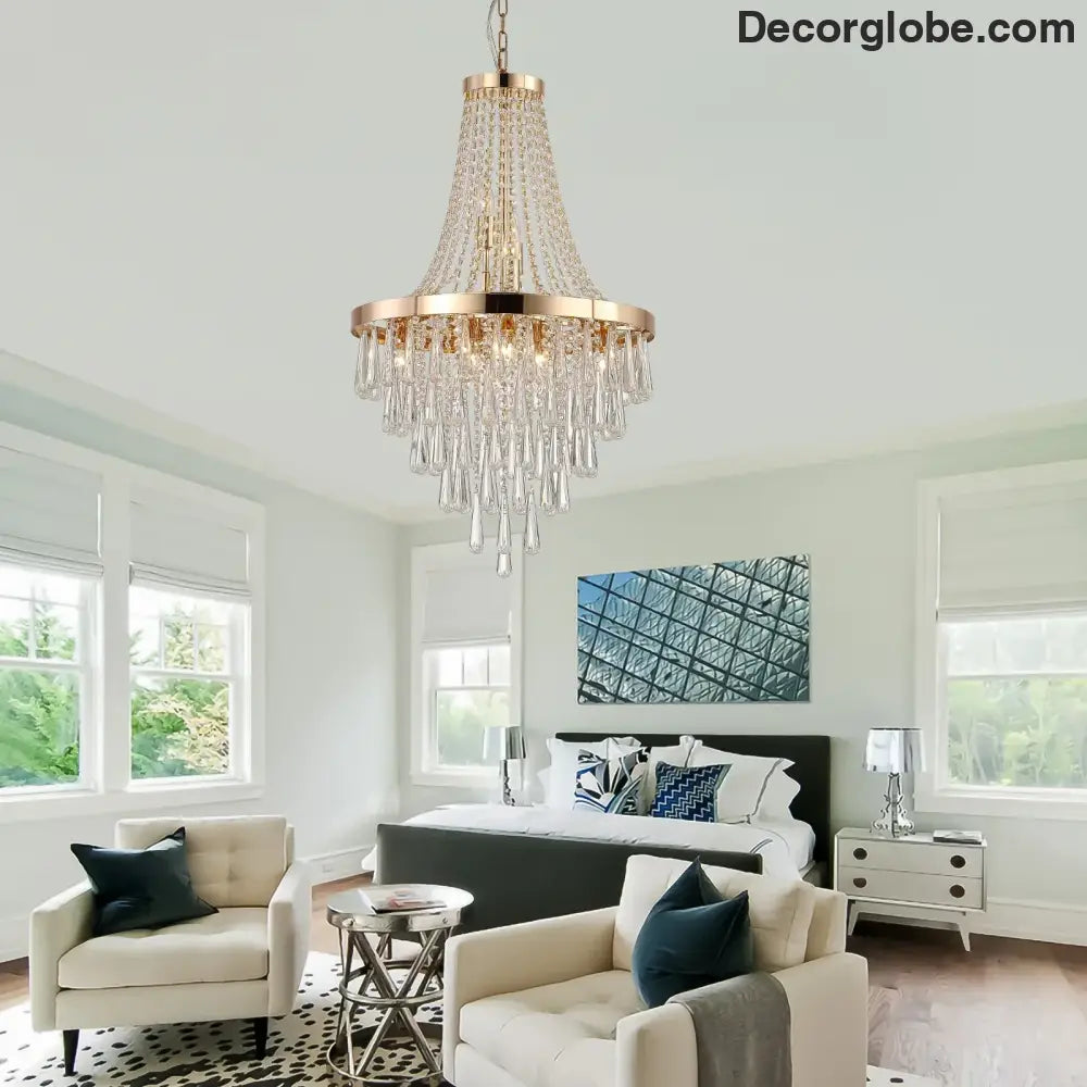 Arabelle 19.7-Inch Gold & Chrome Crystal Chandelier Chandelier