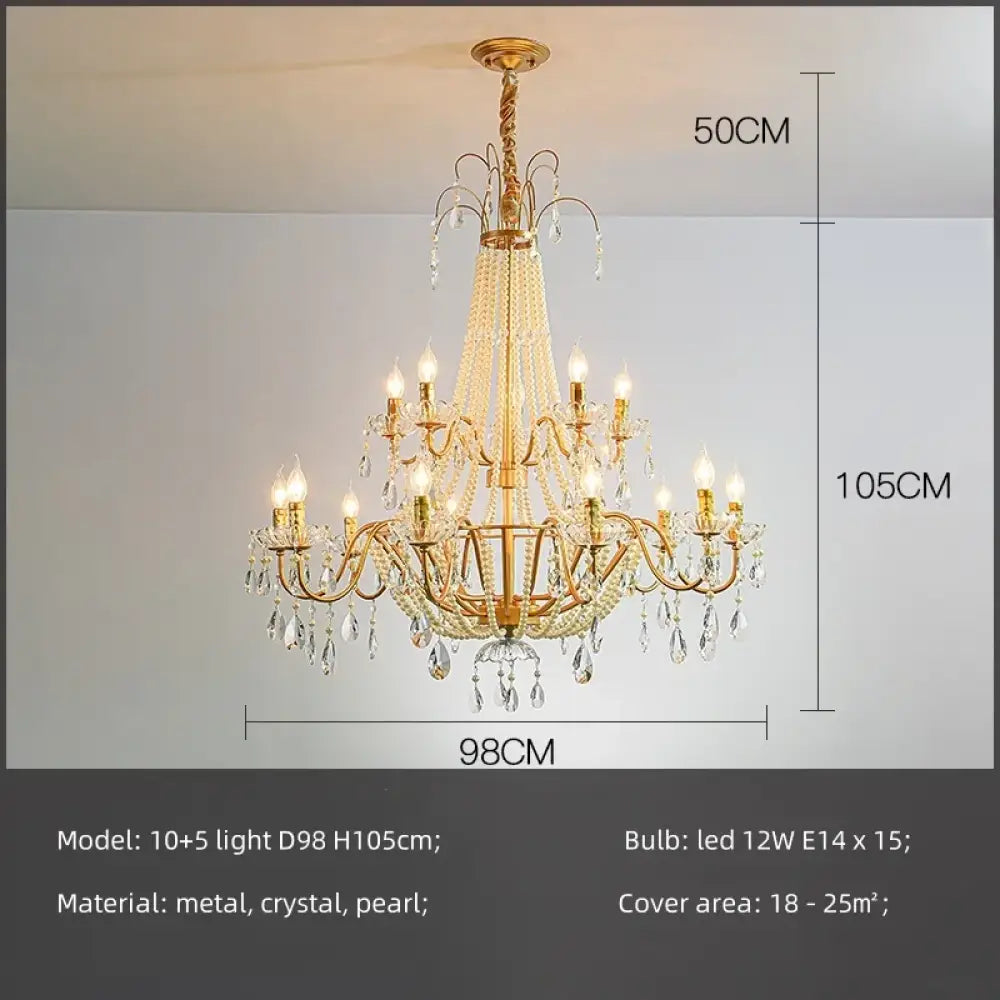 ARDELLE French Crystal Mid-Century Luxury Chandelier 10 and 5 light / white light 6500K Chandelier